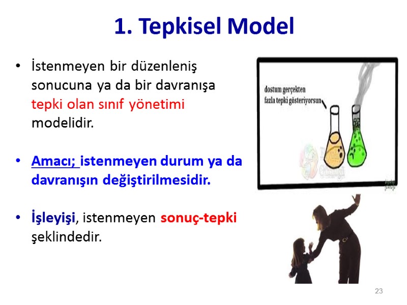 1. Tepkisel Model  İstenmeyen bir düzenleniş sonucuna ya da bir davranışa tepki olan